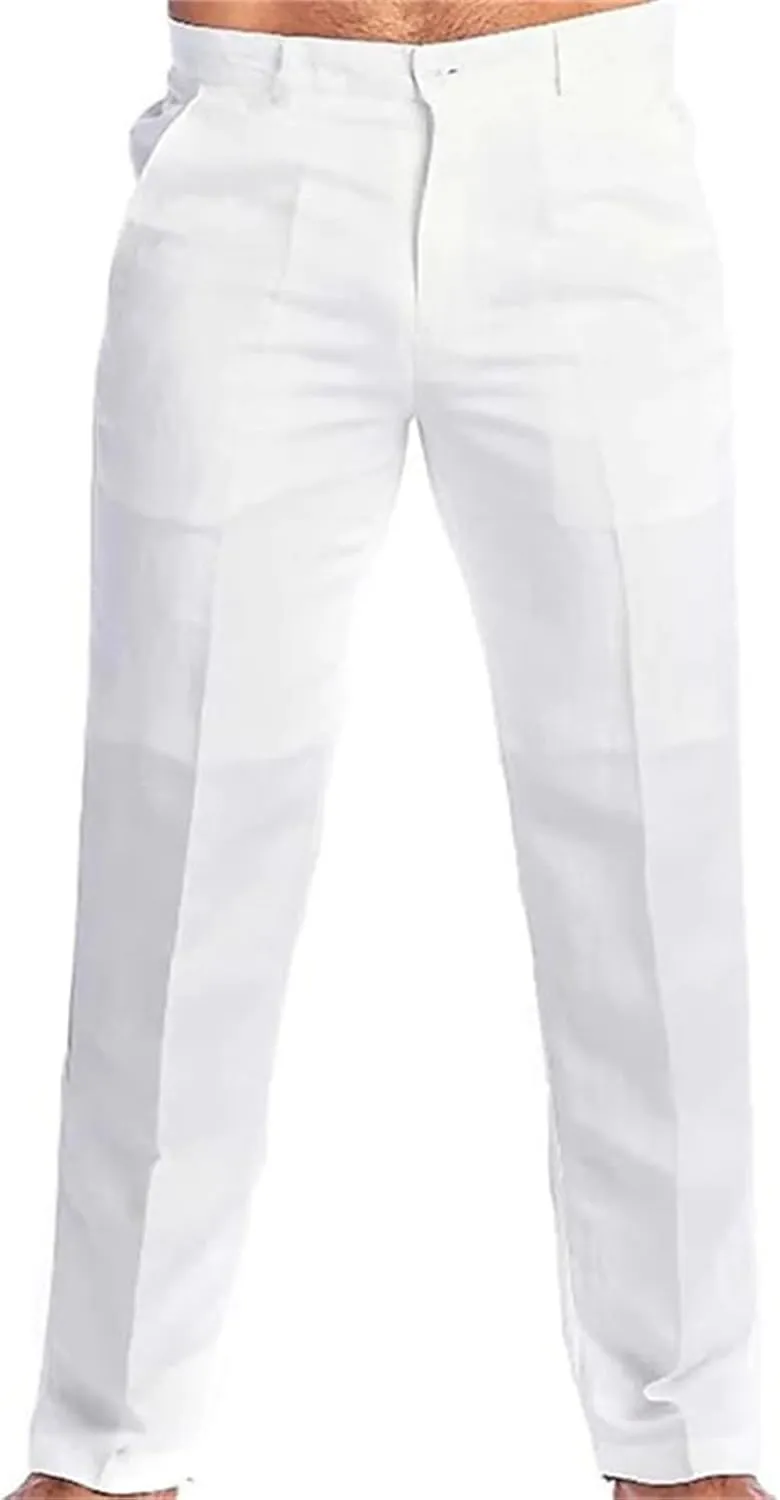 evzosrz Men's Casual Linen Pants Solid Loose Fit Fall Spring Trousers Lightweight Beach Yoga Pajamas Bottoms with Pockets