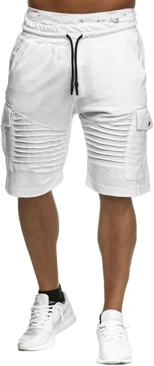 evzosrz Mens Stripe Cargo Shorts Casual Drawstring Elastic Waist SweatShorts Slim Fit Solid Workout Gym Pants with Pockets