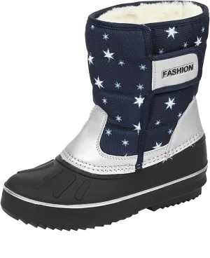 Fashion Fuzzy Snow Boots For Big Kids Boys Childrens Rubber Sole Ski Shoes Outdoor Warm Comfy Non Slip Booties Cotton