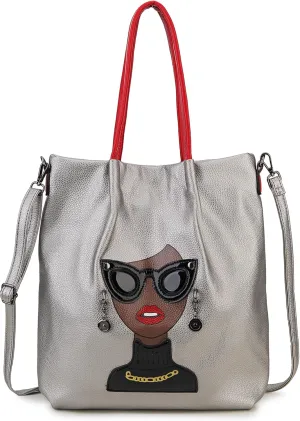 Fashion Purses for Women Novelty Lady Face Top Handle Satchel Handbags Funky Shoulder Bag Tote Bag