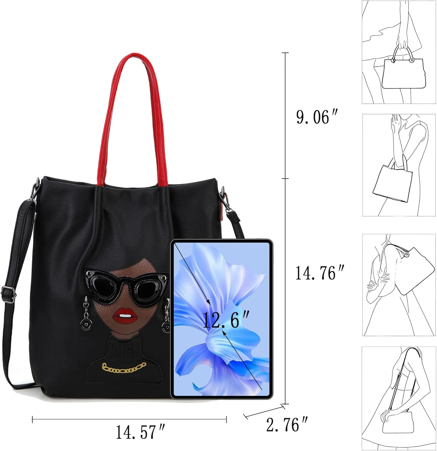 Fashion Purses for Women Novelty Lady Face Top Handle Satchel Handbags Funky Shoulder Bag Tote Bag