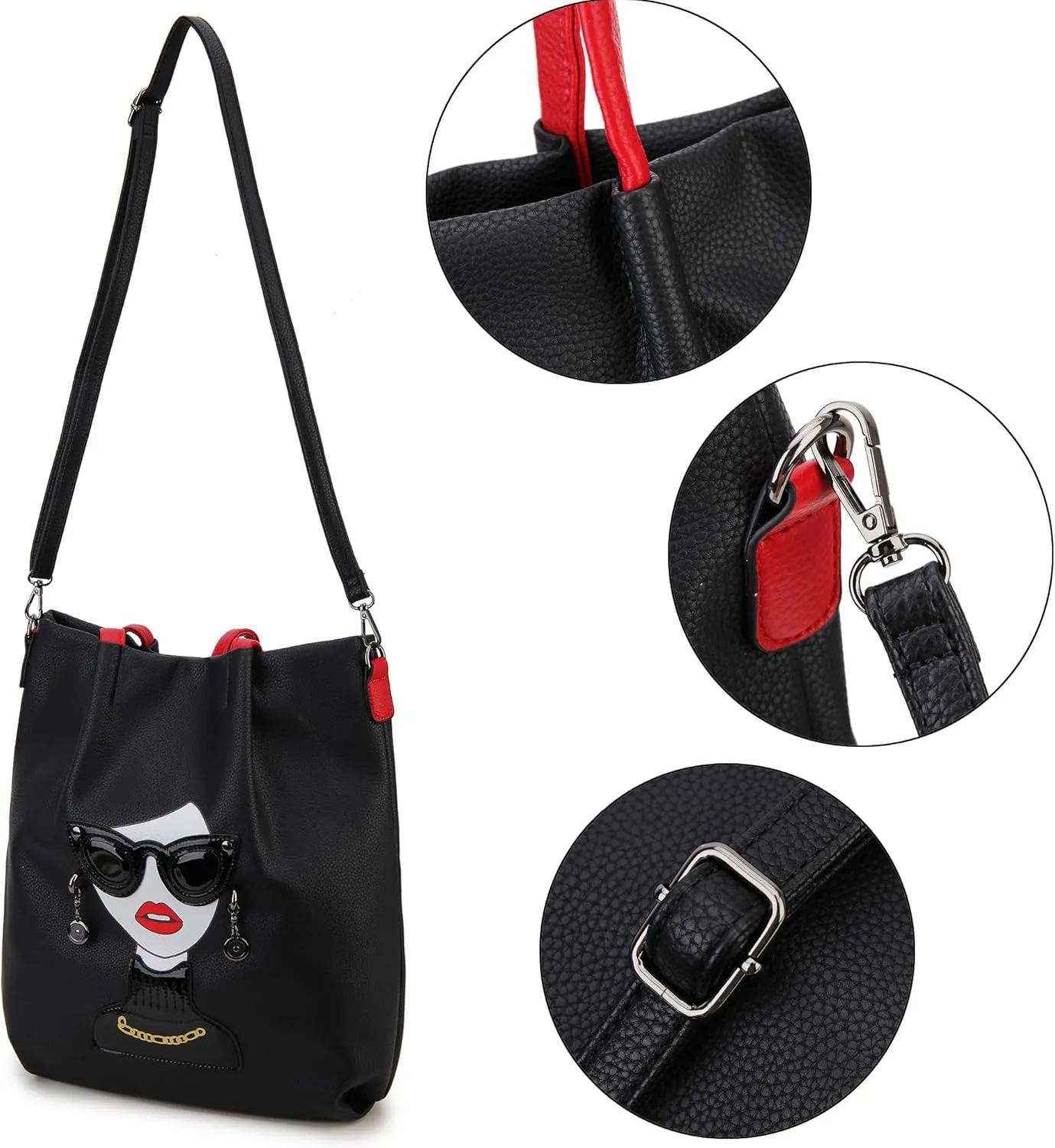 Fashion Purses for Women Novelty Lady Face Top Handle Satchel Handbags Funky Shoulder Bag Tote Bag