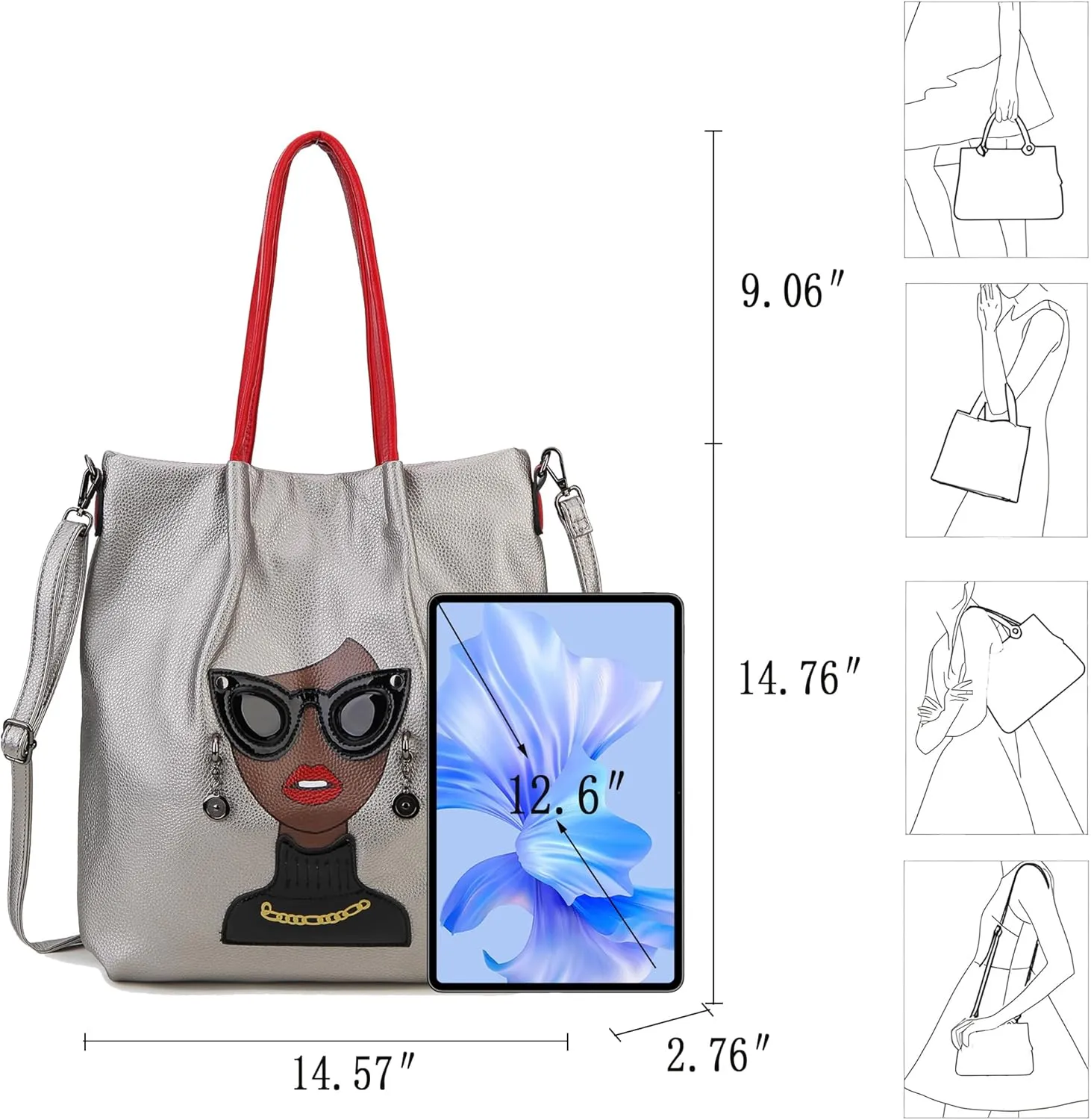 Fashion Purses for Women Novelty Lady Face Top Handle Satchel Handbags Funky Shoulder Bag Tote Bag