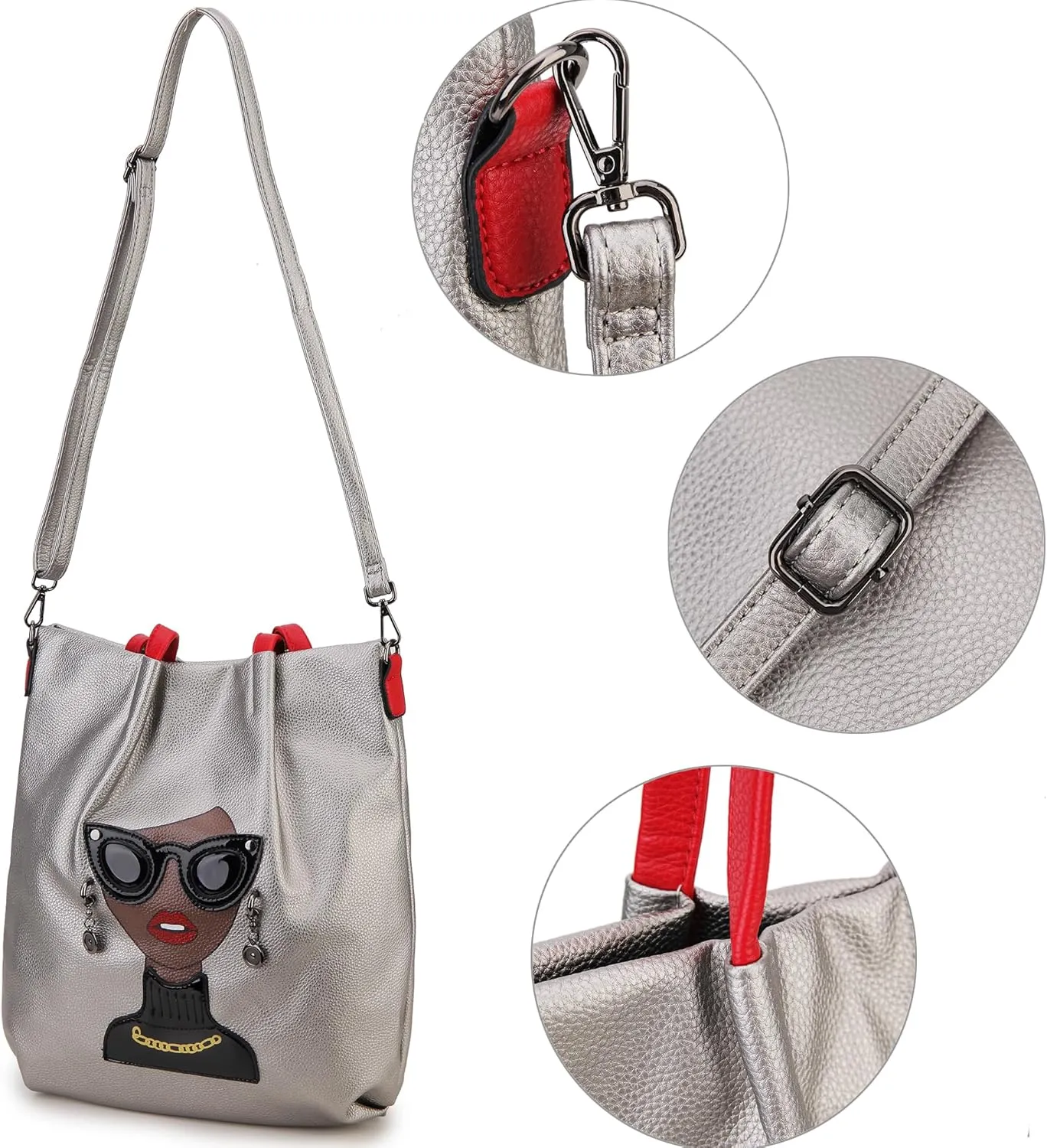 Fashion Purses for Women Novelty Lady Face Top Handle Satchel Handbags Funky Shoulder Bag Tote Bag