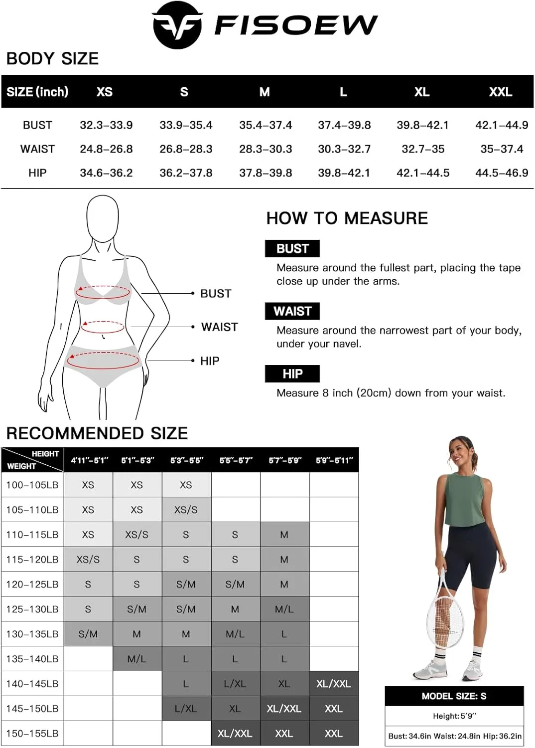 Fisoew Womens Workout Cropped Tank Tops Racerback Sleeveless Crewneck Running Yoga Active Shirts