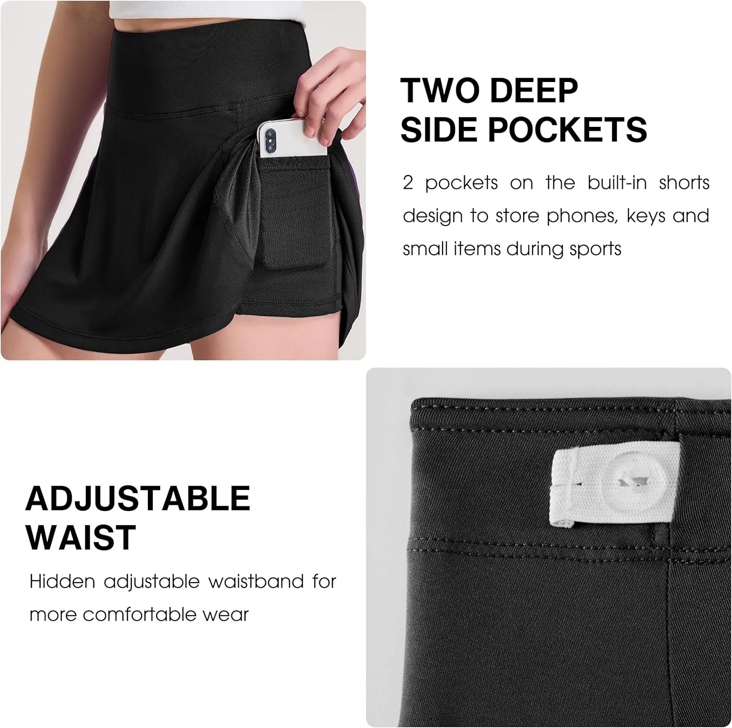 FitsT4 Sports Girl's Golf Skirt Adjustable Waist Active Tennis Skort UPF50 