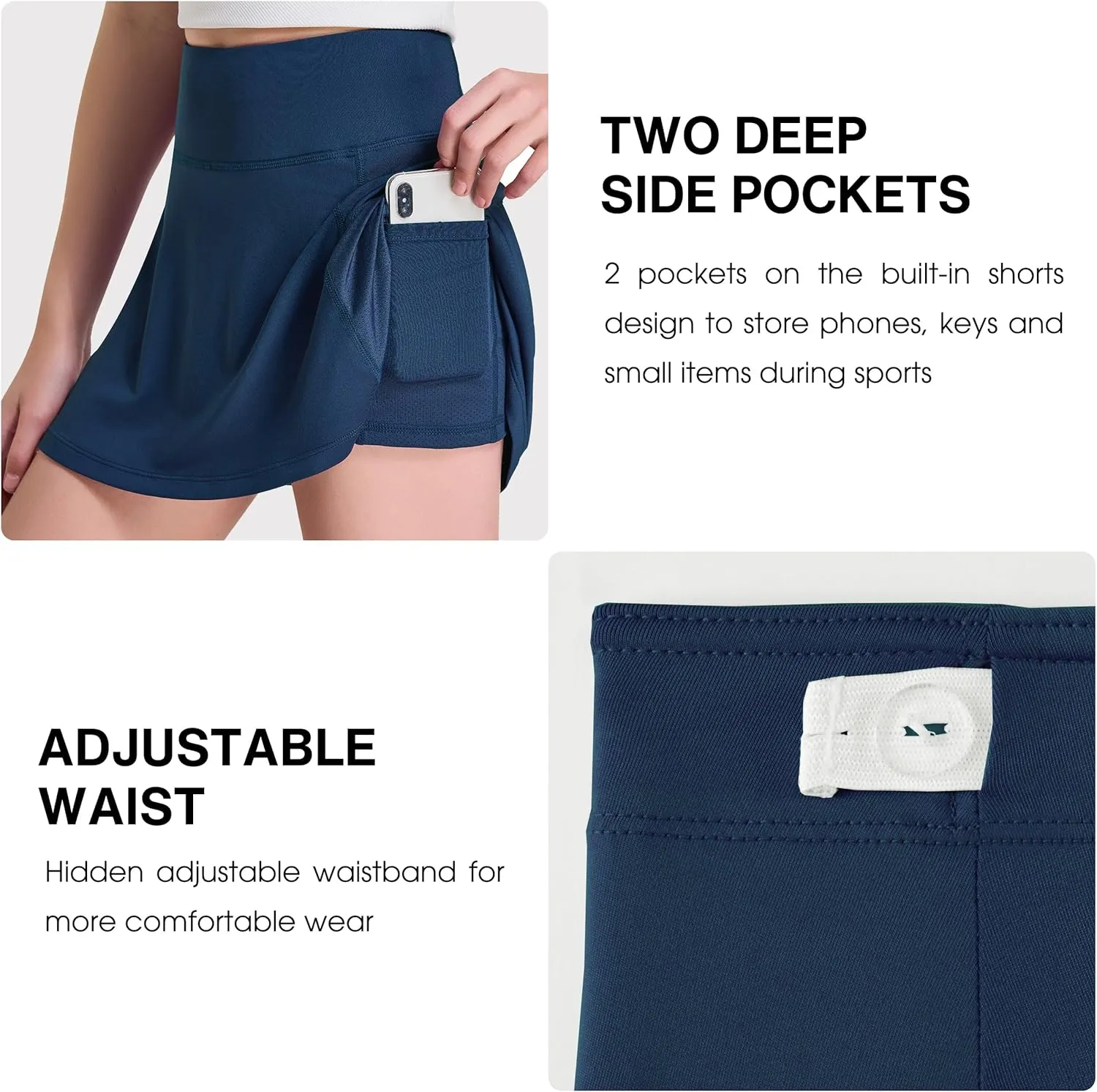 FitsT4 Sports Girl's Golf Skirt Adjustable Waist Active Tennis Skort UPF50 