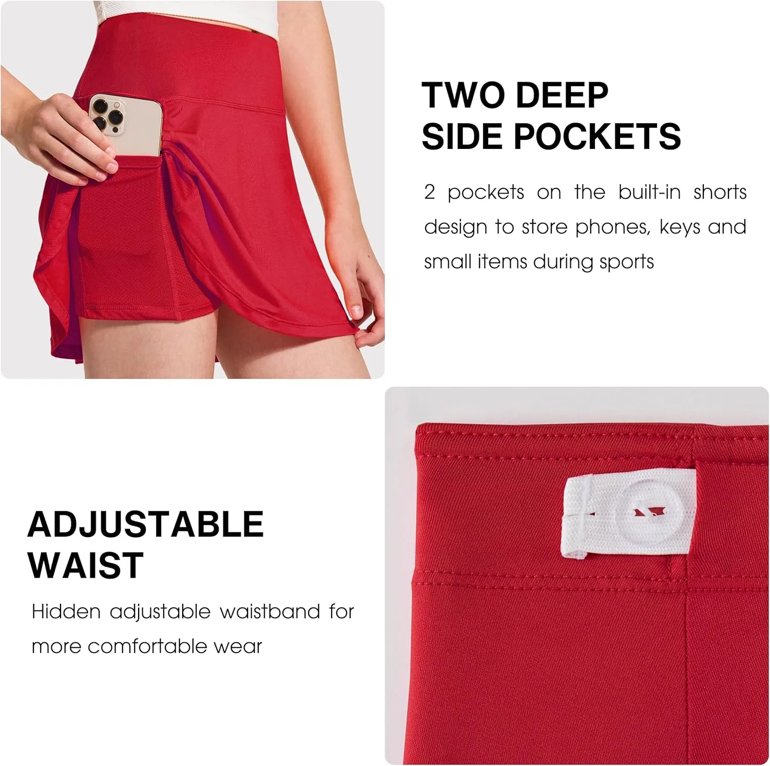 FitsT4 Sports Girl's Golf Skirt Adjustable Waist Active Tennis Skort UPF50 