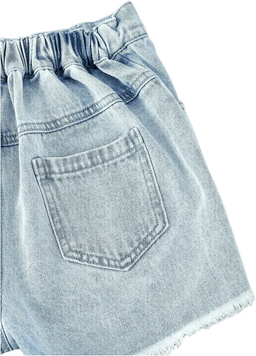 Floerns Girl's Ripped Raw Hem Elastic Waist Straight Leg Denim Shorts with Pockets