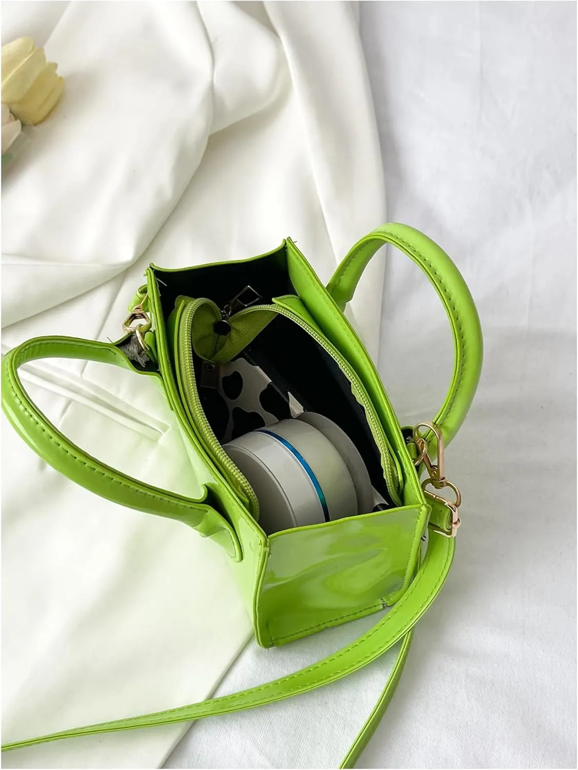 Floerns Women's Leather Double Handle Crossbody Bag Mini Square Bag Shoulder Bag