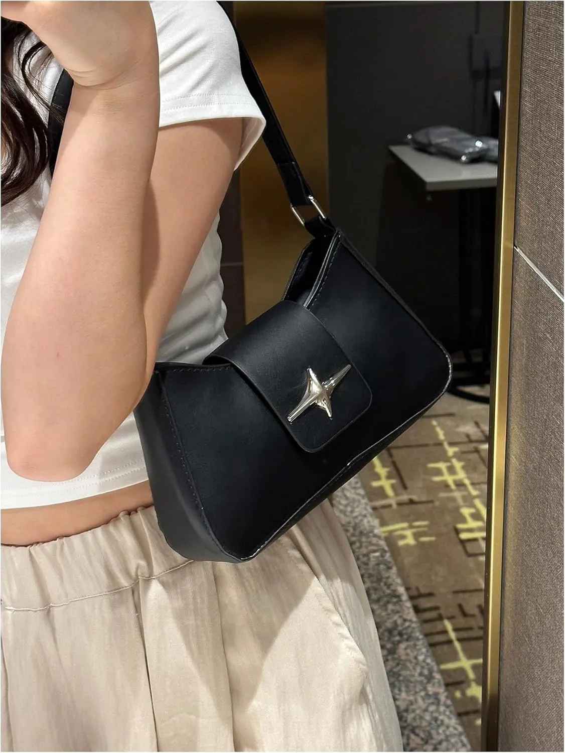 Floerns Women's Y2k Bow Decor Clutch Handbag Flap Leather Shoulder Underarm Bag Trendy