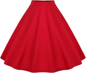 Floral Vintage Swing Midi Skirt Flower Print Elegant Women High Waist Cotton A Line Skirt