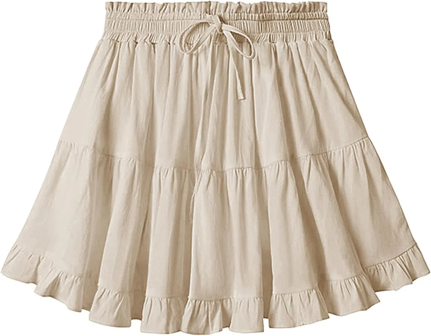 Flowy Shorts for Women Boho Ruffled Tiered Swing Beach Skorts Drawstring High Waisted Tennis Golf Y2K Short Skirt