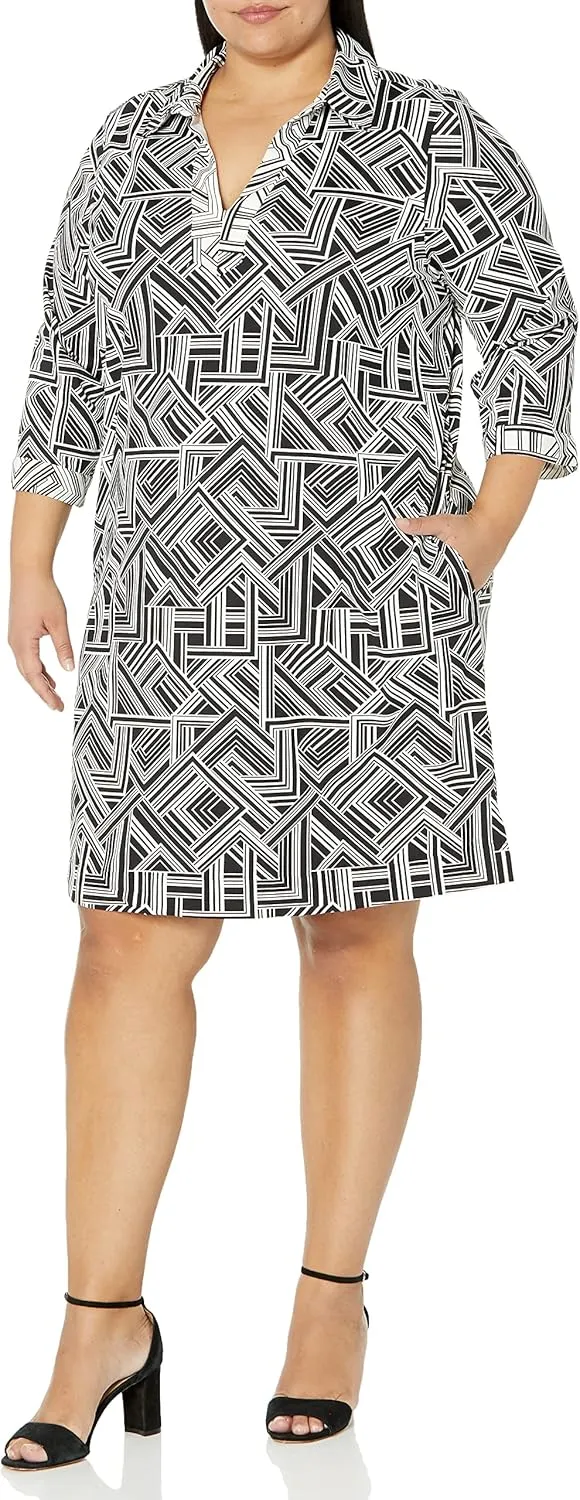 Foxcroft Women's Angel 3/4 Sleeve Retro Line Jersey Dress