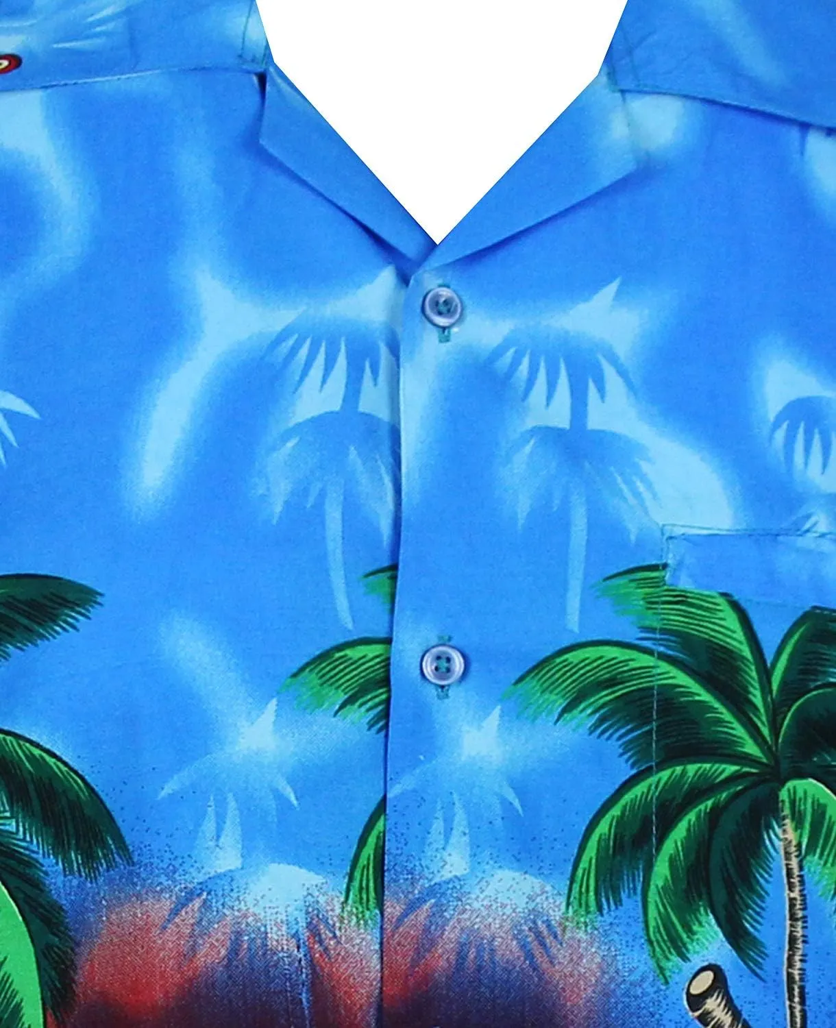 Funky Hawaiian Shirt Men Shortsleeve Frontpocket Hawaiian-Print Parrot Flowers