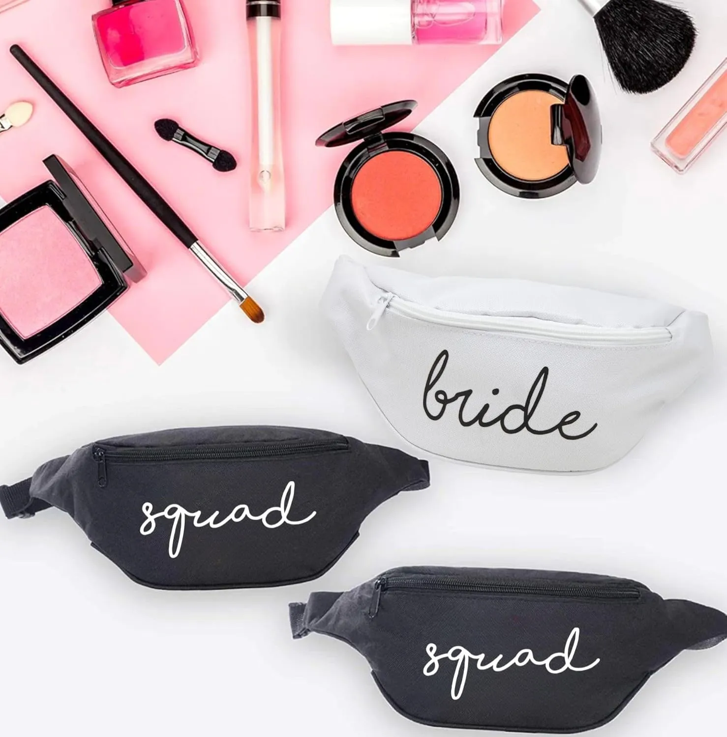 Funky Junque Bachelorette Bride Tribe Fanny - 10 Pack: 1 Bride (White) & 9 Squad (Black)