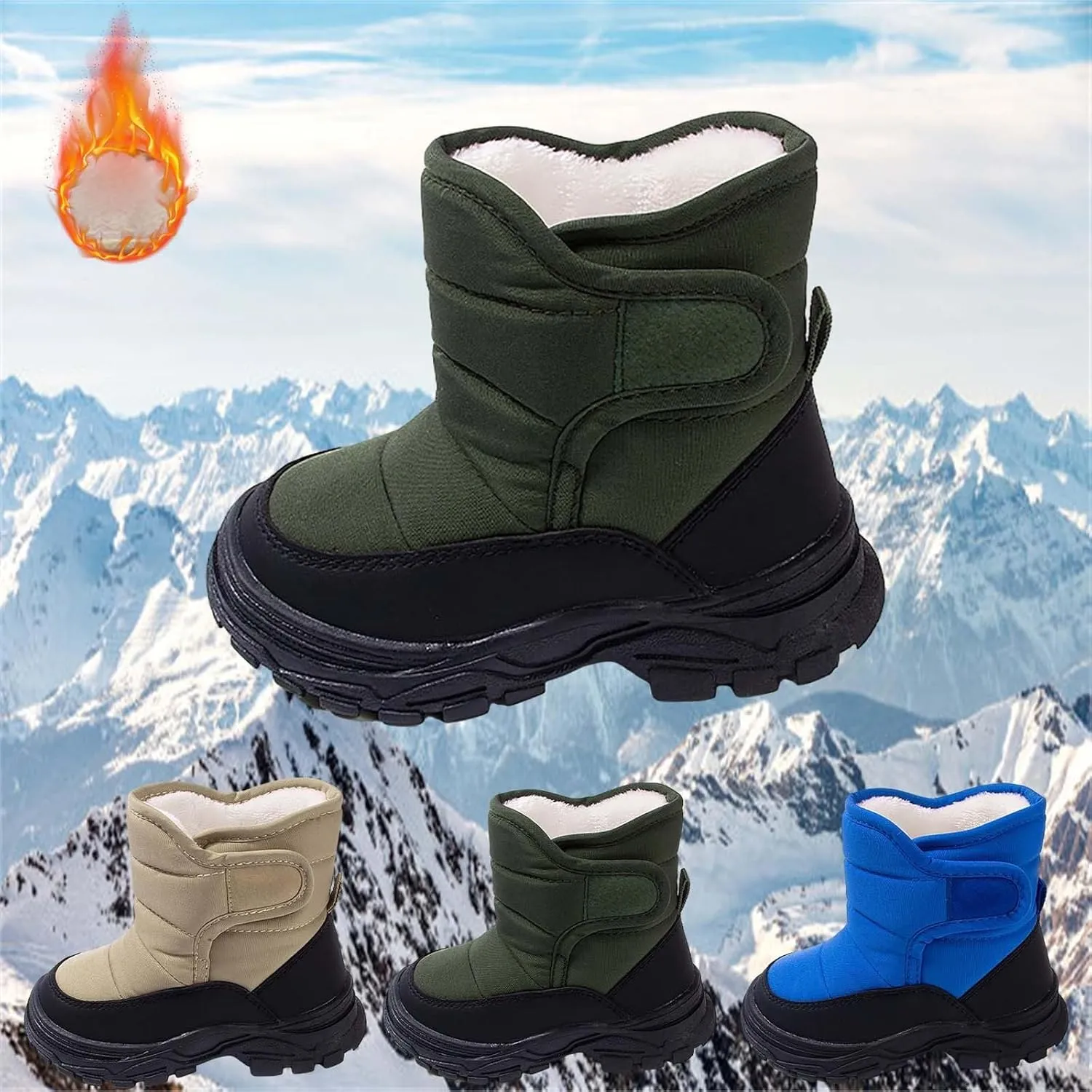 Fuzzy Chunky Sole Booties For Toddler Kids Open Toe Ankle Warm Shoes Winter Outdoor Non Slip Boots Chunky Thick Comfy