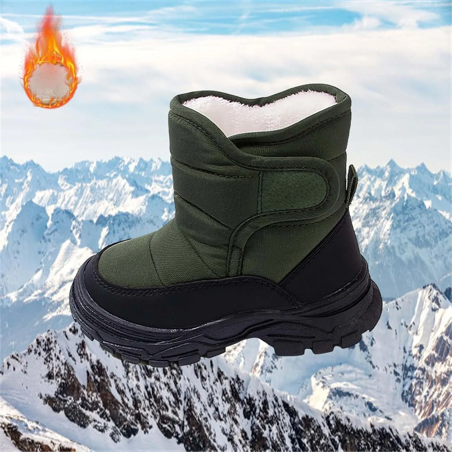 Fuzzy Chunky Sole Booties For Toddler Kids Open Toe Ankle Warm Shoes Winter Outdoor Non Slip Boots Chunky Thick Comfy