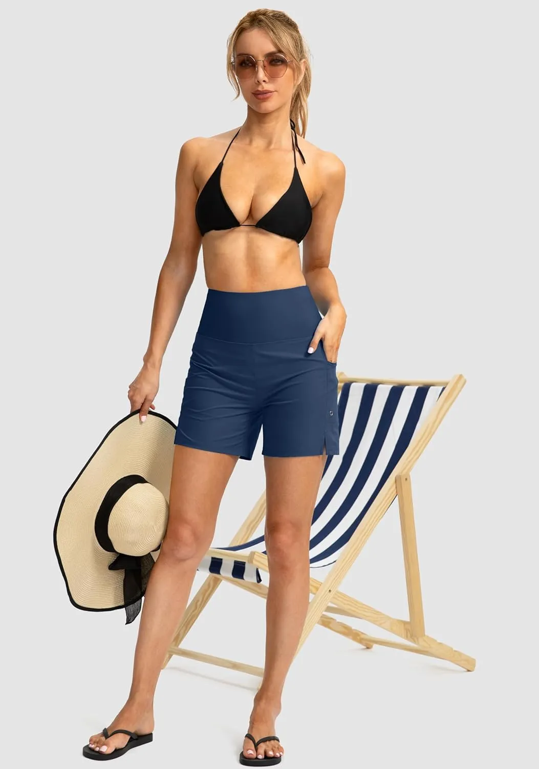 G Gradual Women's 5" High Waisted Swim Board Shorts with Phone Pockets UPF 50  Quick Dry Beach Shorts for Women with Liner