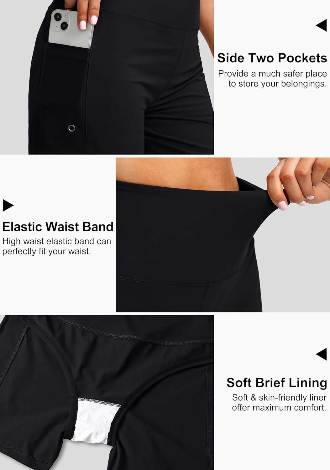 G Gradual Women's 5" High Waisted Swim Board Shorts with Phone Pockets UPF 50  Quick Dry Beach Shorts for Women with Liner