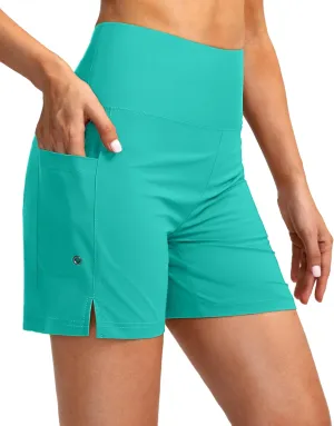 G Gradual Women's 5" High Waisted Swim Board Shorts with Phone Pockets UPF 50  Quick Dry Beach Shorts for Women with Liner
