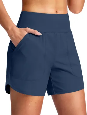 G Gradual Women's 5" Swim Board Shorts Quick Dry High Waisted Beach Shorts for Women Swimsuit Bottoms with Liner Pockets