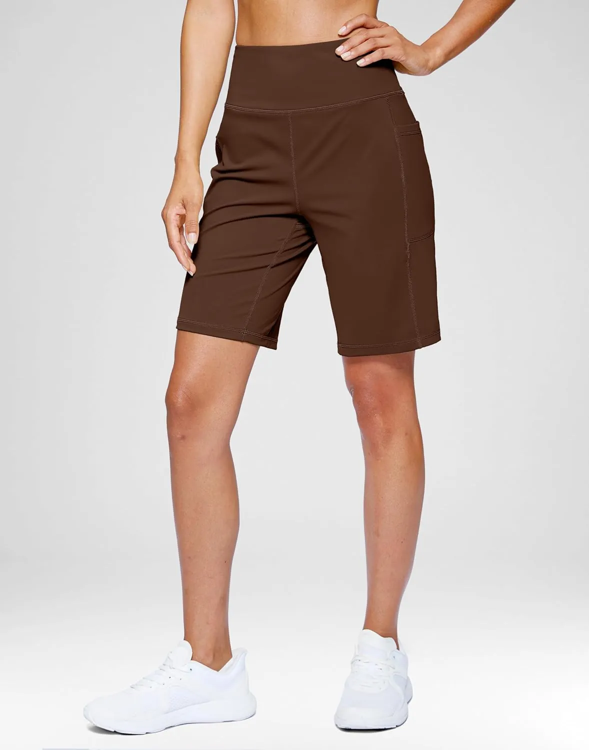 G Gradual Women's 9" Bermuda Long Shorts with Pockets High Waisted Athletic Knee Length Shorts for Women Walking Workout