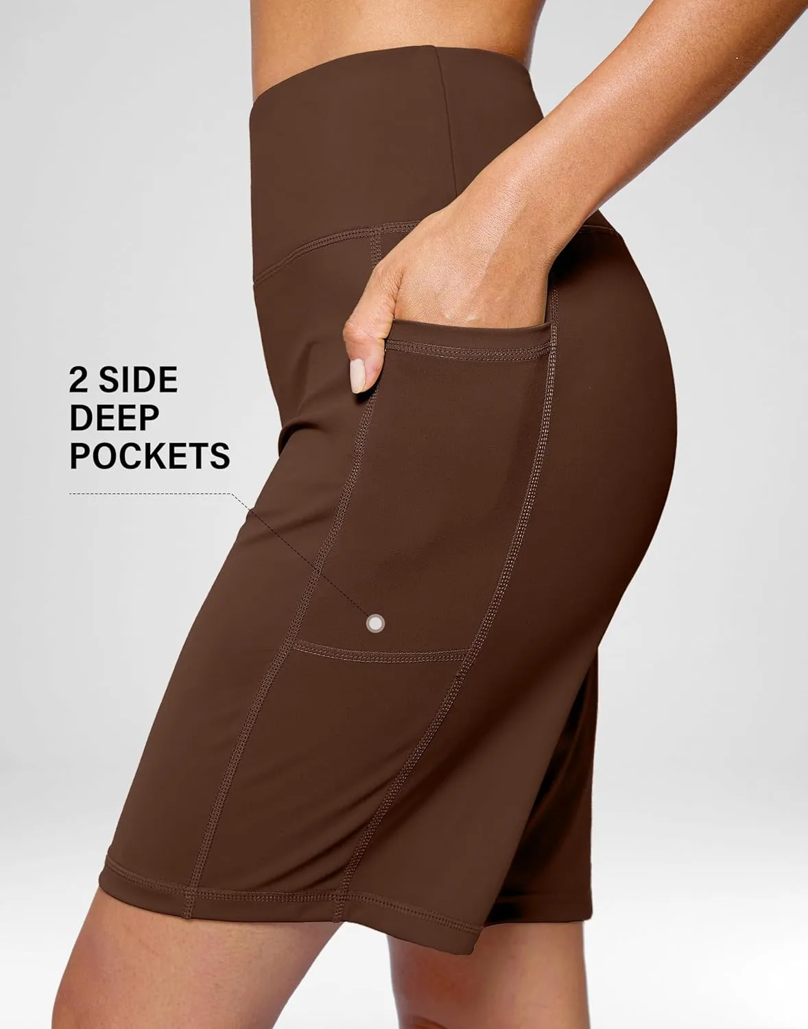G Gradual Women's 9" Bermuda Long Shorts with Pockets High Waisted Athletic Knee Length Shorts for Women Walking Workout