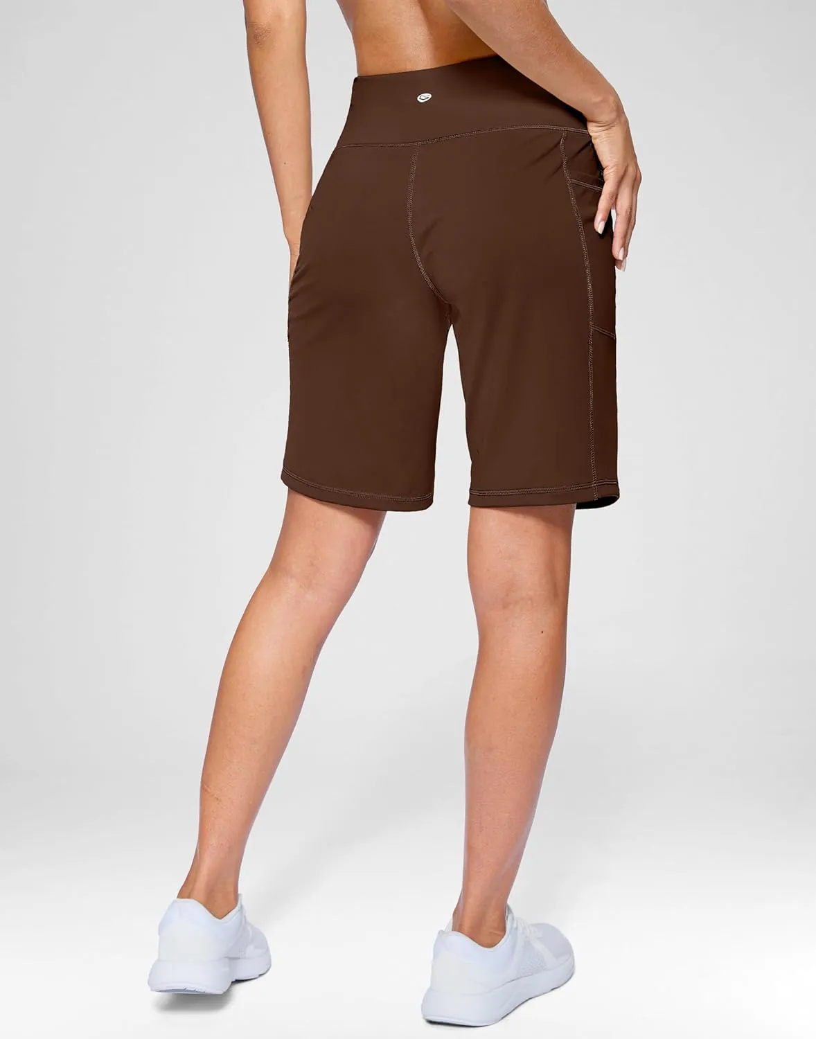 G Gradual Women's 9" Bermuda Long Shorts with Pockets High Waisted Athletic Knee Length Shorts for Women Walking Workout