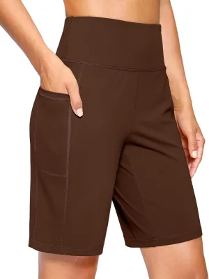 G Gradual Women's 9" Bermuda Long Shorts with Pockets High Waisted Athletic Knee Length Shorts for Women Walking Workout
