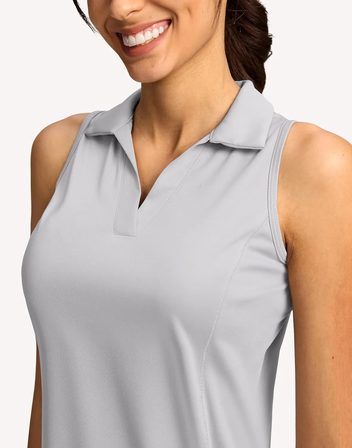 G Gradual Women's Golf Shirt Sleeveless Lightweight V Neck Tennis Polo Shirts with Collar Quick Dry Athletic Tops for Women