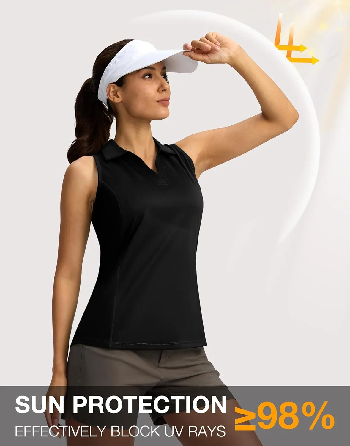 G Gradual Women's Golf Shirt Sleeveless Lightweight V Neck Tennis Polo Shirts with Collar Quick Dry Athletic Tops for Women