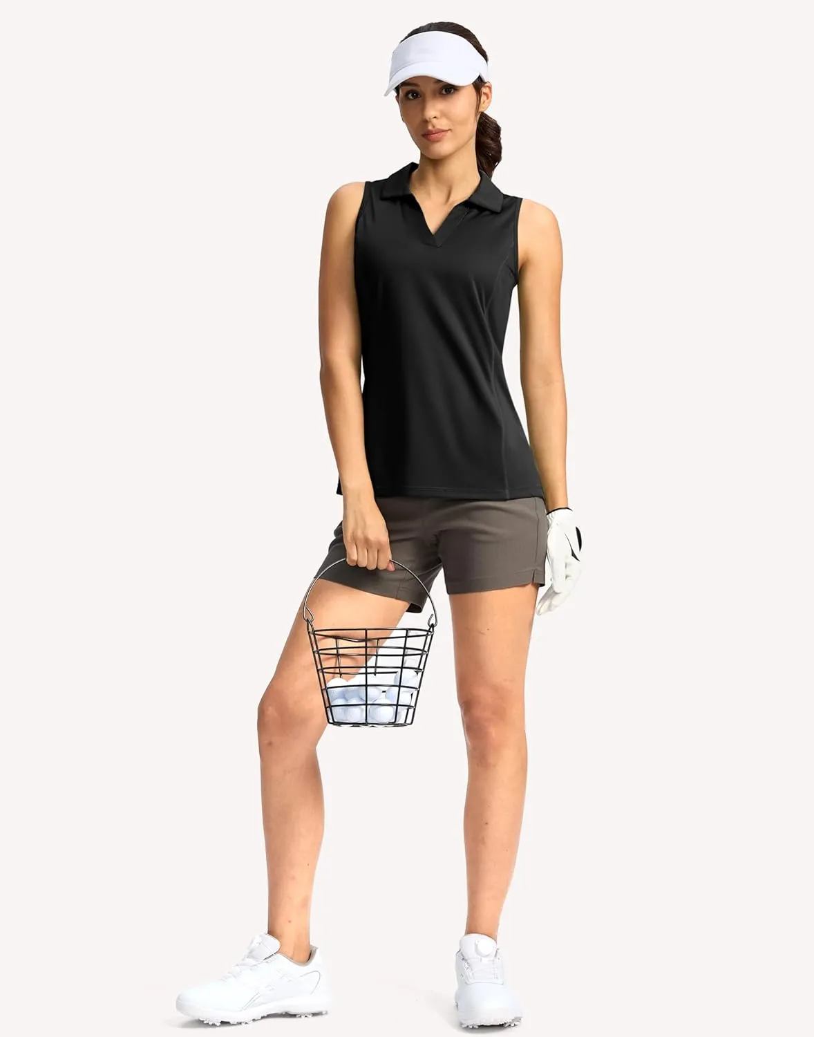 G Gradual Women's Golf Shirt Sleeveless Lightweight V Neck Tennis Polo Shirts with Collar Quick Dry Athletic Tops for Women