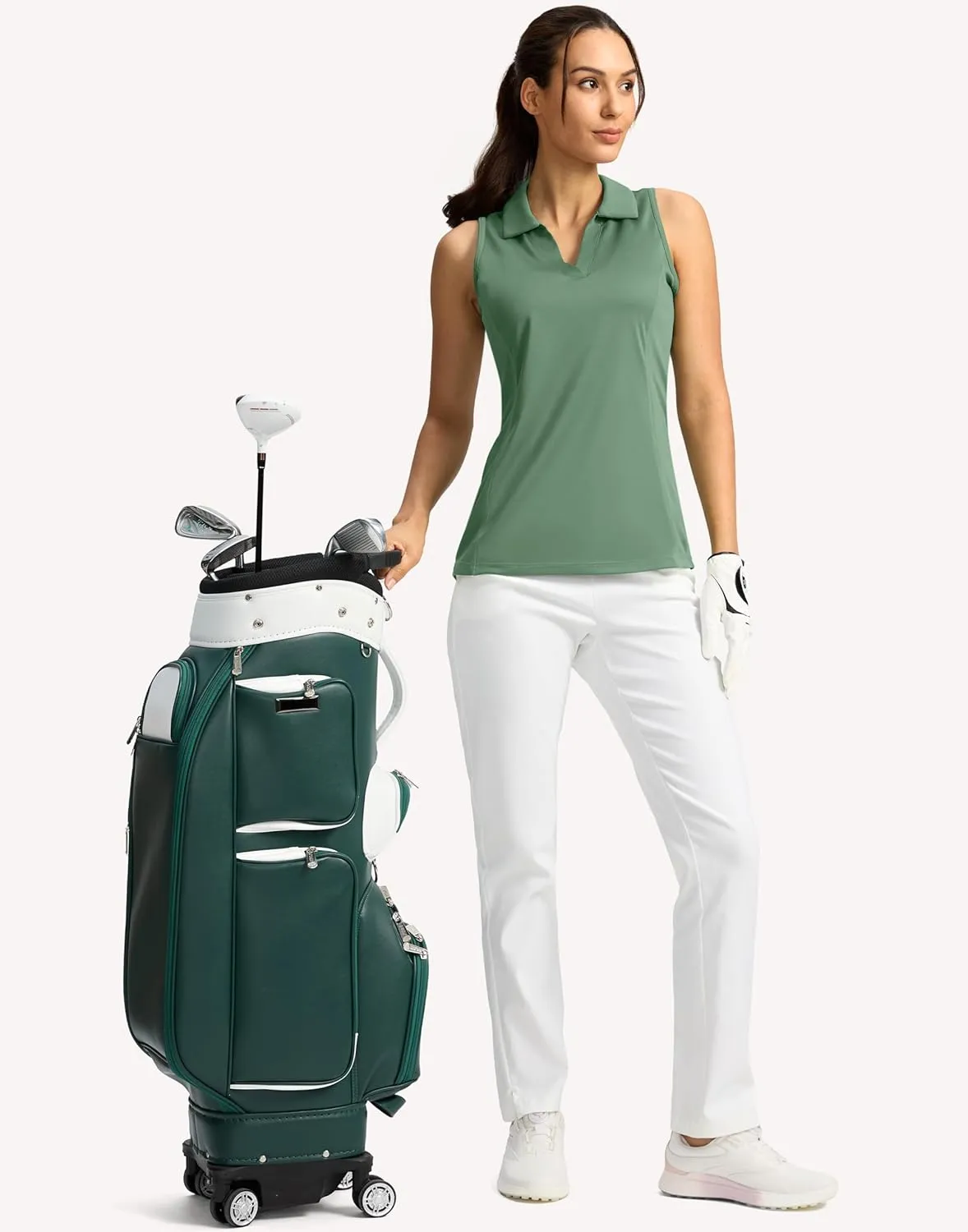 G Gradual Women's Golf Shirt Sleeveless Lightweight V Neck Tennis Polo Shirts with Collar Quick Dry Athletic Tops for Women