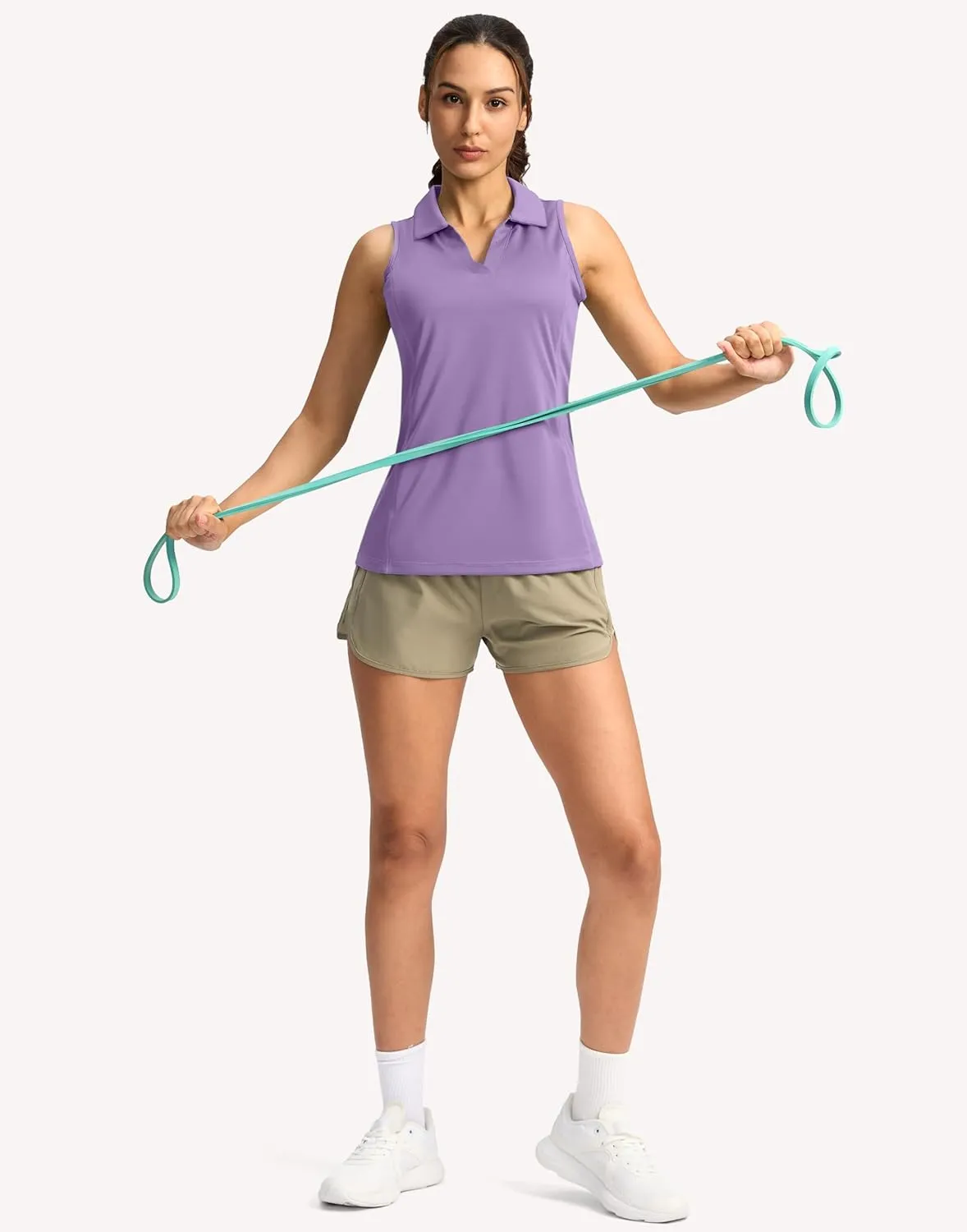 G Gradual Women's Golf Shirt Sleeveless Lightweight V Neck Tennis Polo Shirts with Collar Quick Dry Athletic Tops for Women