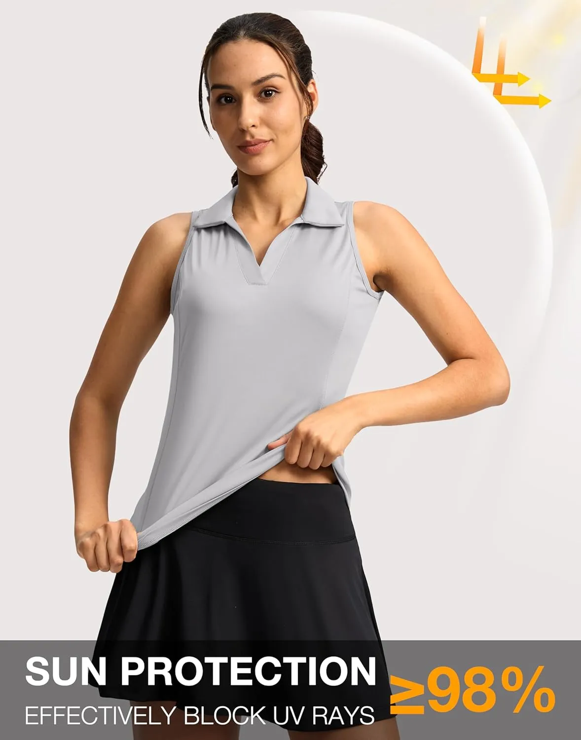 G Gradual Women's Golf Shirt Sleeveless Lightweight V Neck Tennis Polo Shirts with Collar Quick Dry Athletic Tops for Women