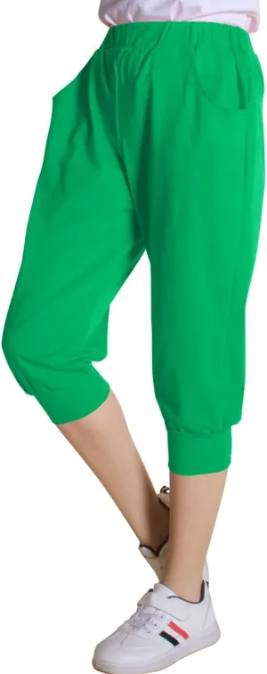 Girls Shorts for Kids Cotton Elastic Waist with Cargo Pockets