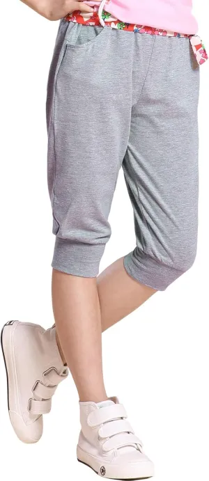 Girls Shorts for Kids Cotton Elastic Waist with Cargo Pockets