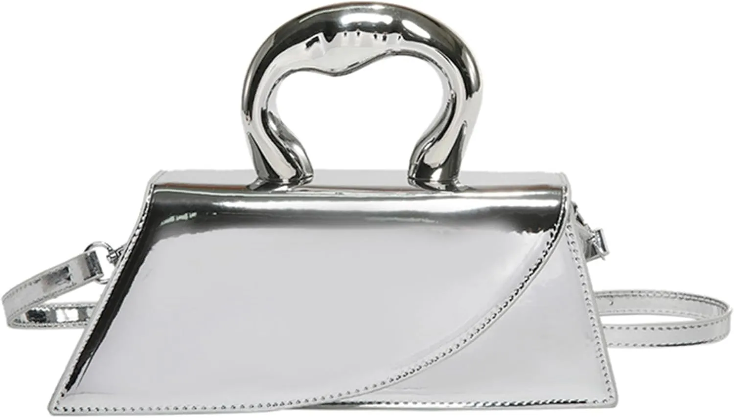 Glossy Top Handle Satchel Bag for Women PU Leather Small Flap Crossbody Shoulder Bag Fashion Handbag and Pursebag2402OWOISS