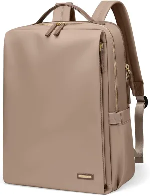 GOLF SUPAGS Stylish Laptop Backpack for Women Airline Approved Perfect for Work College and Travel Multi-Functional Casual Daypack Fits 15.6 Inch Notebook (Champagne)