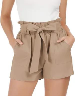 GRACE KARIN Women Summer Casual Shorts with Pockets Bowknot Tie Waist