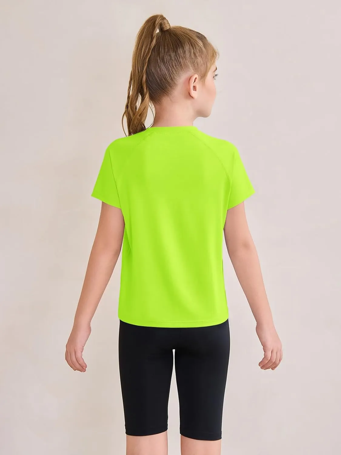 Haloumoning Girls Athletic Shirts Short Sleeve Quick Dry T-Shirt Kids Summer Tee Tops 5-14Y