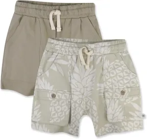 HonestBaby unisex-baby 2-pack Cargo Shorts 100% Organic Cotton for Infant Baby and Toddler, Boys, Girls