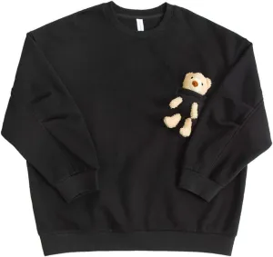 Hoodie with 3D Cute Bear Street Fashion Pullover Crewneck Oversize Top Sweater for Men and Women Teens School