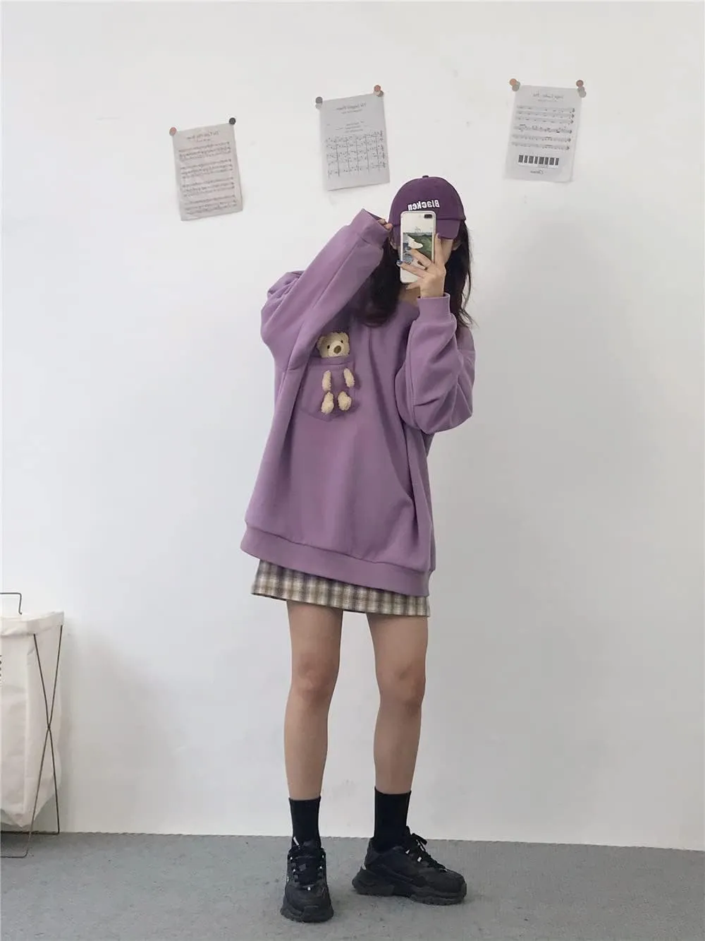 Hoodie with 3D Cute Bear Street Fashion Pullover Crewneck Oversize Top Sweater for Men and Women Teens School