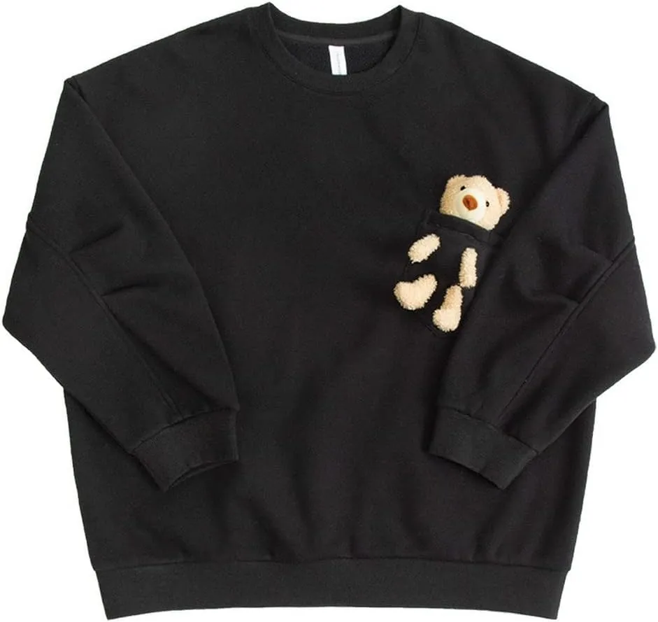 Hoodie with 3D Cute Bear Street Fashion Pullover Crewneck Oversize Top Sweater for Men and Women Teens School