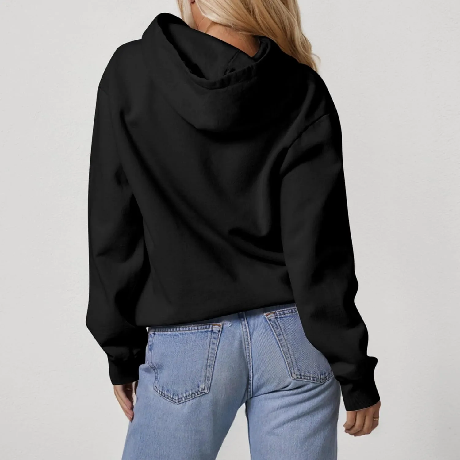 Hoodies for Women Preppy Fleece Pullover Preppy Long Sleeve Oversized Sweatshirts with Pockets Winter Sweatshirt