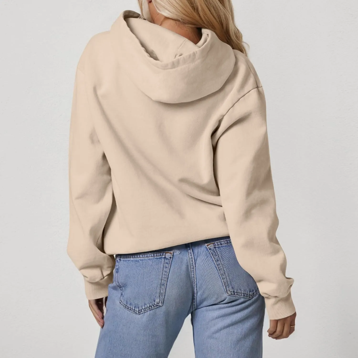 Hoodies for Women Preppy Fleece Pullover Preppy Long Sleeve Oversized Sweatshirts with Pockets Winter Sweatshirt
