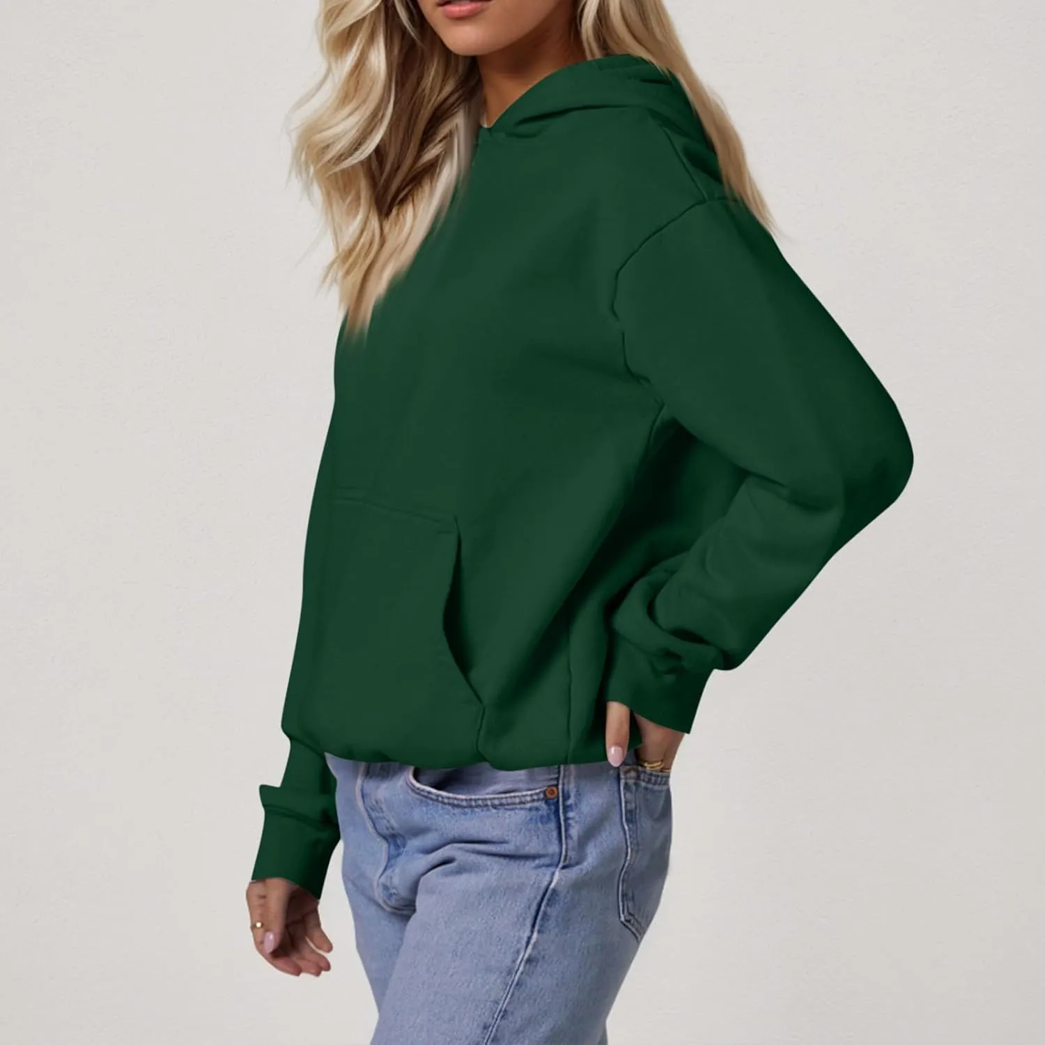 Hoodies for Women Preppy Fleece Pullover Preppy Long Sleeve Oversized Sweatshirts with Pockets Winter Sweatshirt