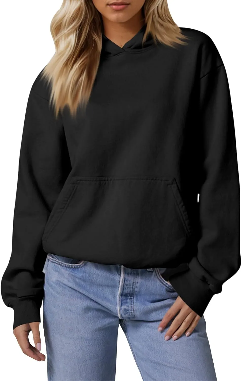 Hoodies for Women Preppy Fleece Pullover Preppy Long Sleeve Oversized Sweatshirts with Pockets Winter Sweatshirt